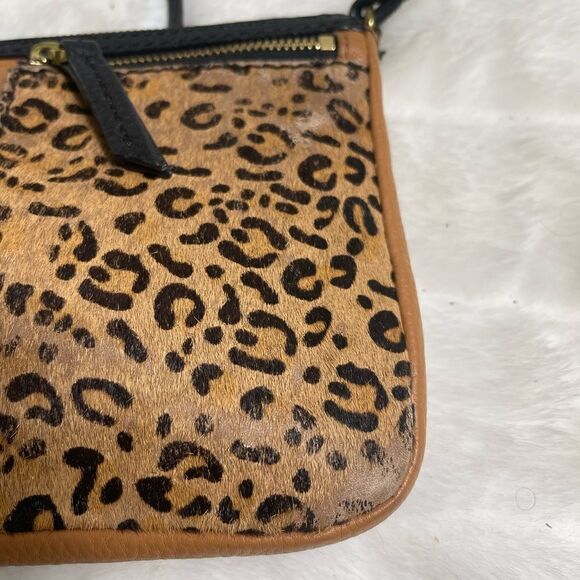 Fossil leather calf hair cheetah prints & tan pebble leather crossbody b… - Picture 6 of 9